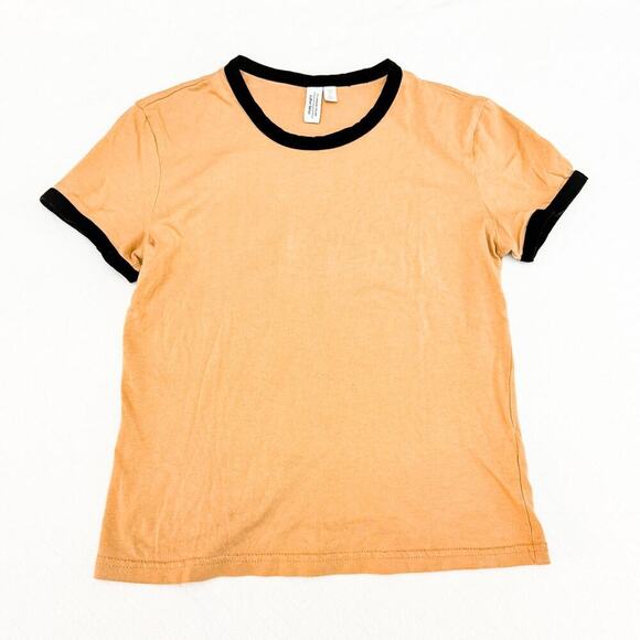 & Other Stories Black Trimmed Tan Baseball T-Shirt Size 0 - Picture 1 of 6
